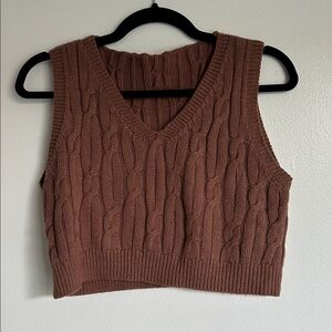 Brown Cropped Sweater Vest